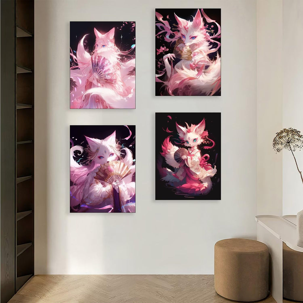 4 Pack Abstract Diamond Art Kits for Adults 24x36inch 5D Gem Paint by Numbers Kit for Adults, Full Drill Fox Diamond Painting Kits for Beginners, DIY Wall Art Crystal Painting Craft Kits Gifts O-86y