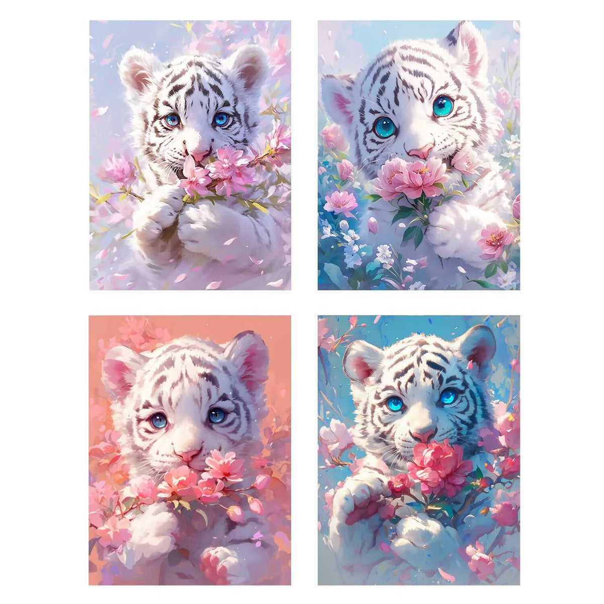 4 Pack Animal Diamond Art Kits for Adults 24x36inch 5D Gem Paint by Numbers Kit for Adults, Full Drill Cute Diamond Painting Kits for Beginners, DIY Wall Art Crystal Painting Craft Kits Gifts O-166y
