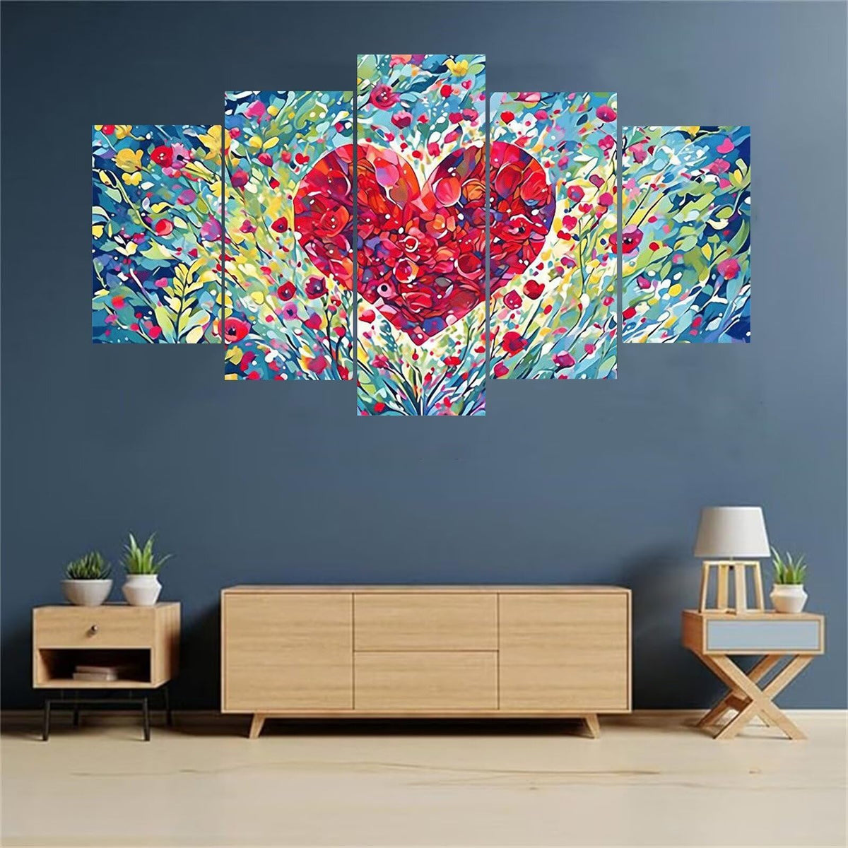5 Panel Diamond Painting Kits 5D DIY Love Abstract Diamond Art Kits for Adults, Full Drill Round Diamond Dots Crystal Rhinestone Gems Arts and Crafts for Home Wall Decor Gifts 120x78in E-53