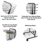 26 Tier Mobile Art Drying Rack Removable Metal Shelves,Lockable Wheels Space-Saving Storage for Classrooms,Studios,and Craft Rooms