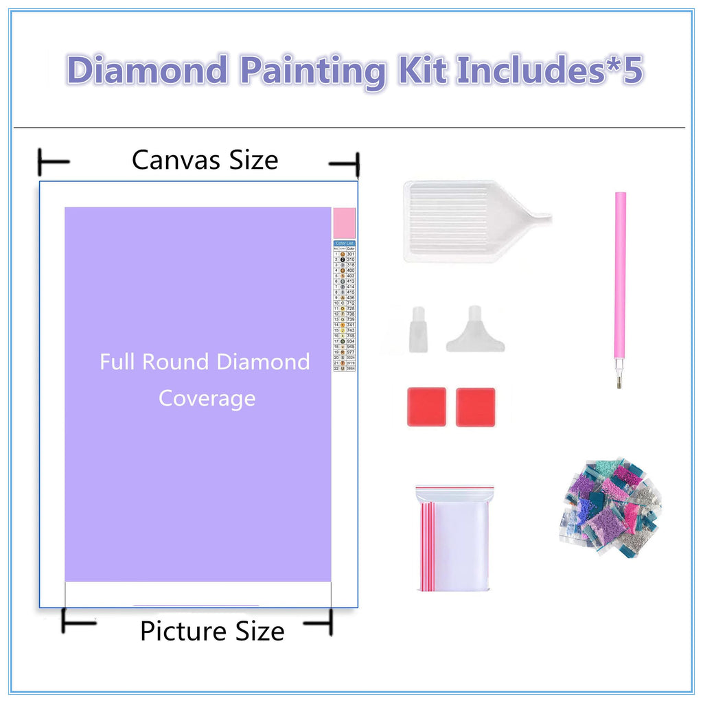 5 Panel Diamond Painting Kits 5D DIY Abstract Plum Diamond Art Kits for Adults, Full Drill Round Diamond Dots Crystal Rhinestone Gems Arts and Crafts for Home Wall Decor Gifts 120x78in E-1166