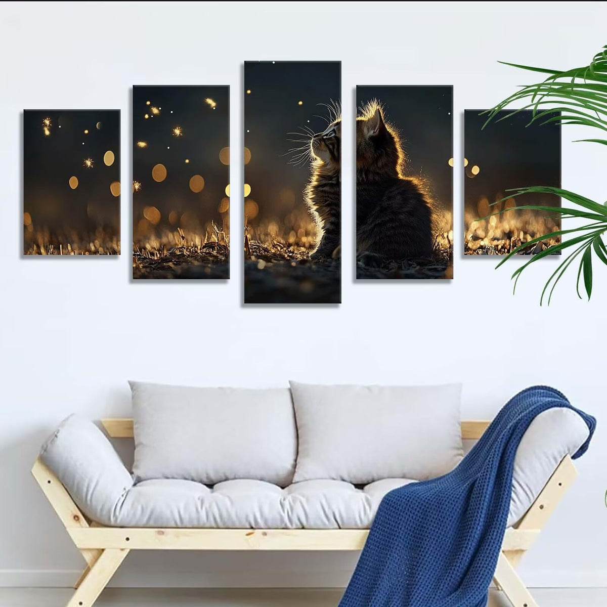 Diamond Painting Dream Cat 5 Panel Diamond Art Kits for Adults, 5D DIY Full Drill Rhinestone Embroidery Paintings, Cross Stitch Crystal Art Paint by Numbers Crafts for Home Decor Gifts 109x65in q-9569