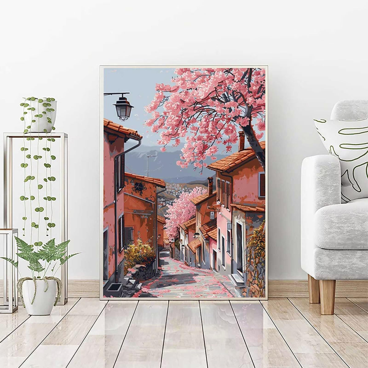 Cherry Blossoms Diamond Art Kits for Adults Beginners, City Diamond Painting Large 36x48inch, 5D Gem Art Crafts for Adults Mosaic Kits, Full Drill Square Dimond Crystal Paintings, Home Decor -zjn2638