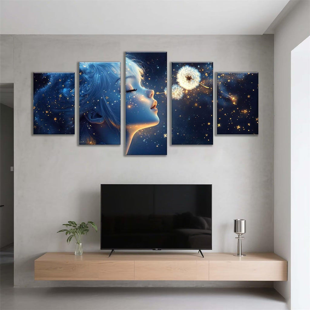 5 Pack Diamond Painting Kits Flower Girl Large Diamond Painting Kits for Adults, Crystal Rhinestone Gems Arts and Crafts, DIY Full Drill Embroidery Paintings, Home Wall Decor 250x150cm/100x60in q-2396