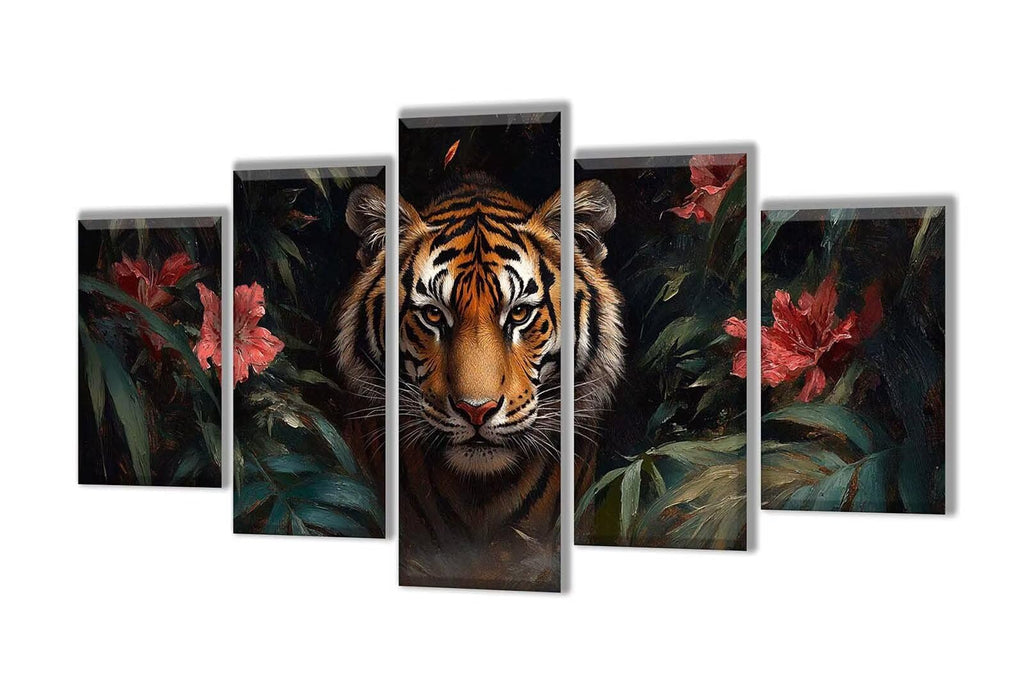 5 Pack Diamond Painting Kits Flower Tiger Large Diamond Painting Kits for Adults, Crystal Rhinestone Gems Arts and Crafts, DIY Full Drill Embroidery Paintings, Home Decor 250x150cm/100x60in q-2011