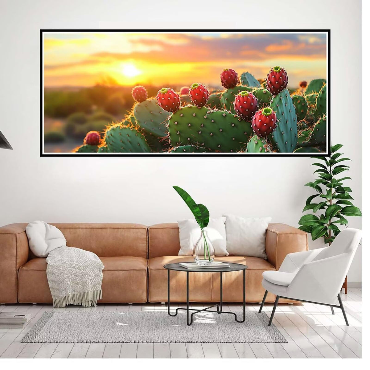Cactus Diamond Painting Kit, Flower Diamond Art Kits for Adults Beginner 5D DIY Full Drill Round Rhinestone Gem Art Crafts for Adults with Complete Tools for Home Decor, Gifts 36 X 72 Inch -yym26035P