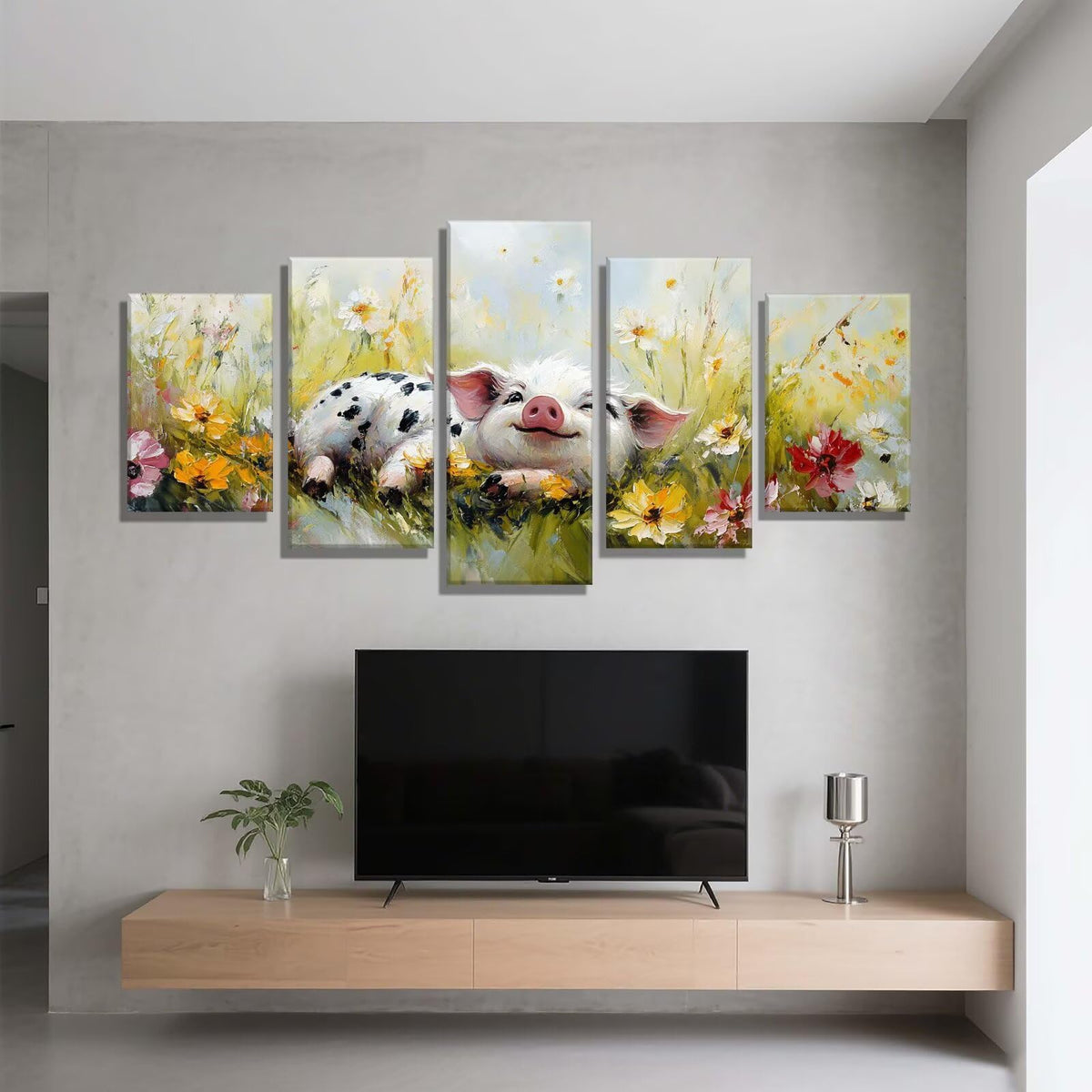 Diamond Painting Animal Flower 5 Panel Diamond Art Kits for Adults, 5D DIY Full Drill Rhinestone Embroidery Paintings, Cross Stitch Crystal Art Paint by Numbers Crafts, Home Decor 109x65in q-9602