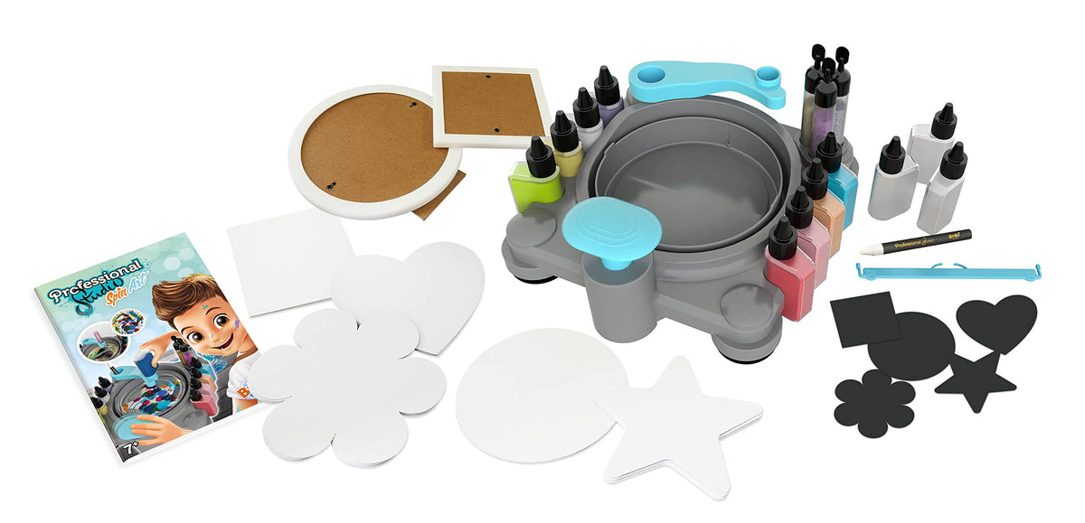 BUKI France Professional Studio Spin Art. Arts & Crafts Kit & Supplies. Kids Painting Set with Paint, Glitter & Accessories. DIY Creative Paint Machine for Children. Gift Suitable for Boys & Girls 7+