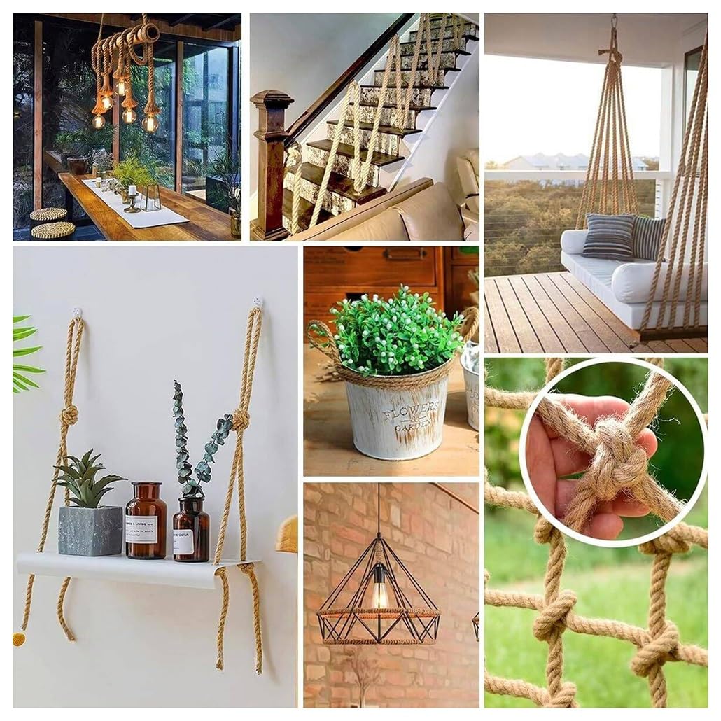 26/28/30mm Jute Twine Heavy Duty Jute Rope Natural Hemp Rope for DIY Arts Crafts Gardening Bundling Home Decorating Cat Scratching Post(30mm,50m/164ft)