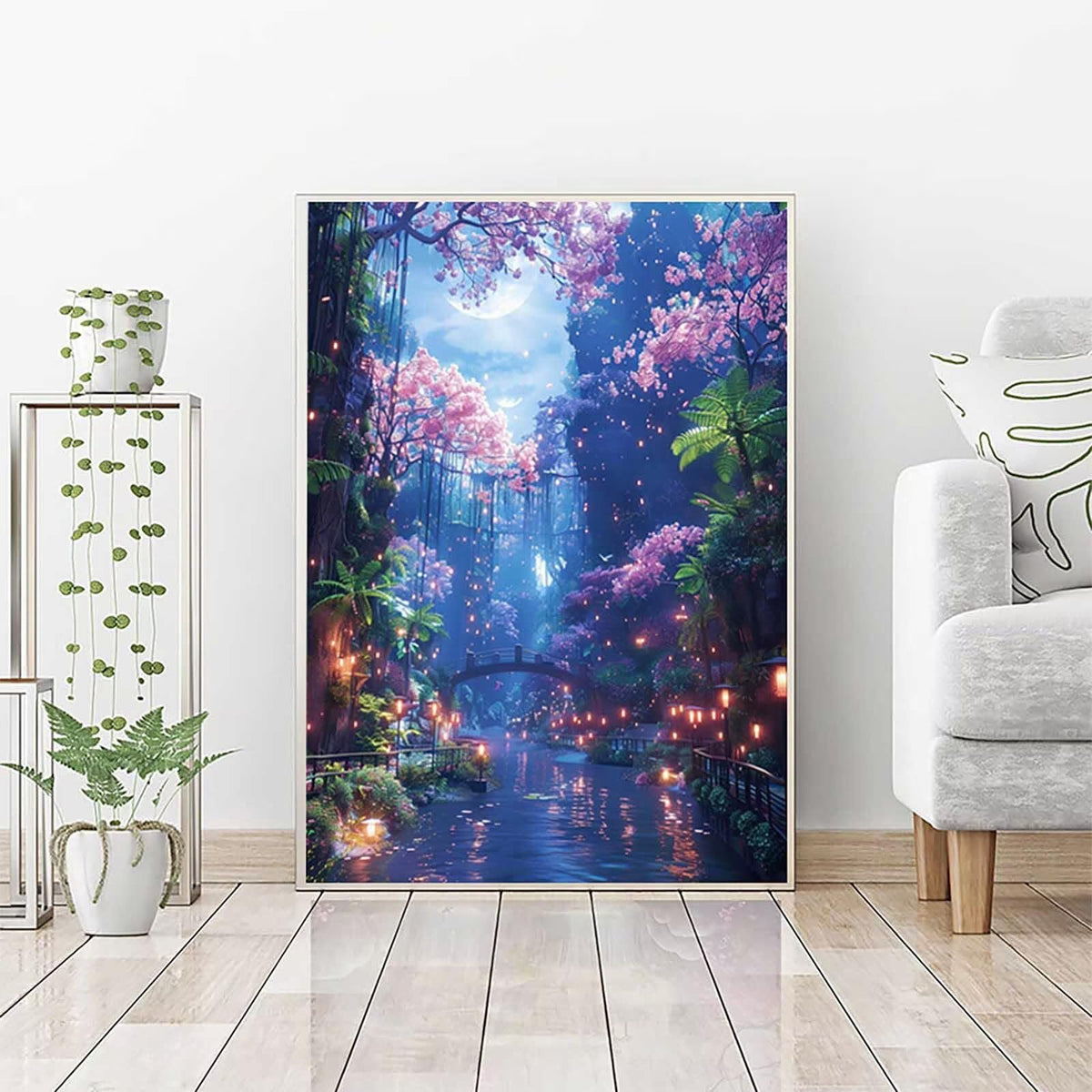 Diamond Art Landscape Diamond Painting Cherry Blossoms Dimond Art Painting for Adults Beginners, 5D Crystal Gem Crafts Mosaic Kits for Adults Hobbies for Women, Room Decor, 36 x 48 Inch Canvas -n6SL
