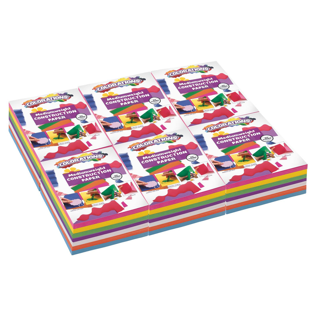 Colorations Bright Construction Paper Smart Pack - (Pack of 6)