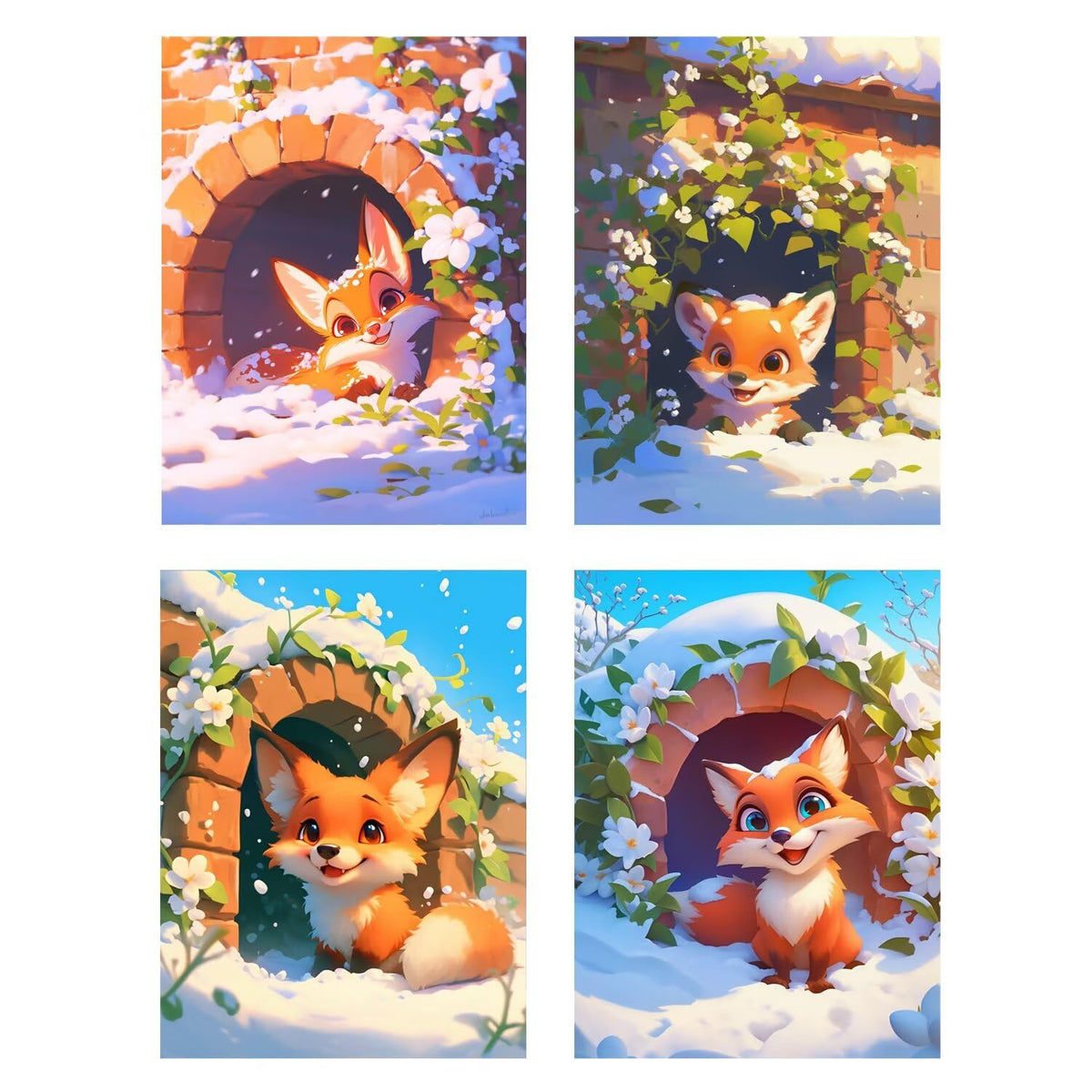 4 Pack Animal Diamond Art Kits for Adults 24x36inch 5D Gem Paint by Numbers Kit for Adults, Full Drill Fox Diamond Painting Kits for Beginners, DIY Wall Art Crystal Painting Craft Kits Gifts O-152y