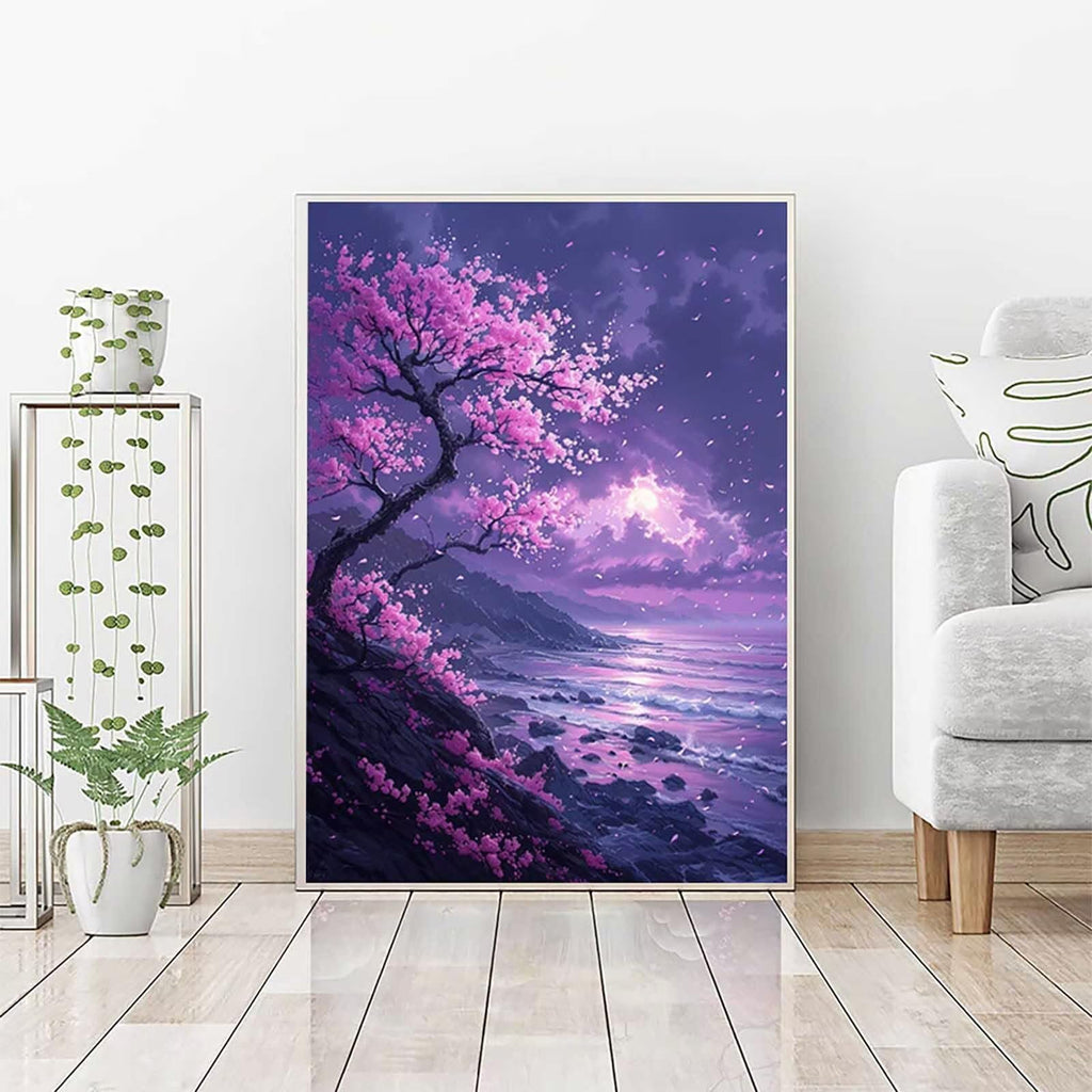 Cherry Blossoms Diamond Art Kits for Adults Beginners, Ocean Diamond Painting Large 36x48inch, 5D Gem Art Crafts for Adults Mosaic Kits, Full Drill Square Dimond Crystal Paintings, Home Decor -zjn26TX