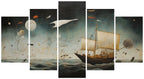 5 Panel Diamond Painting Kits 5D DIY Boat Abstract Diamond Art Kits for Adults, Full Drill Round Diamond Dots Crystal Rhinestone Gems Arts and Crafts for Home Wall Decor Gifts 120x78in E-1544