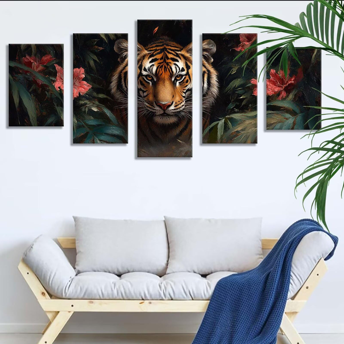 5 Pack Diamond Painting Kits Flower Tiger Large Diamond Painting Kits for Adults, Crystal Rhinestone Gems Arts and Crafts, DIY Full Drill Embroidery Paintings, Home Decor 250x150cm/100x60in q-2011