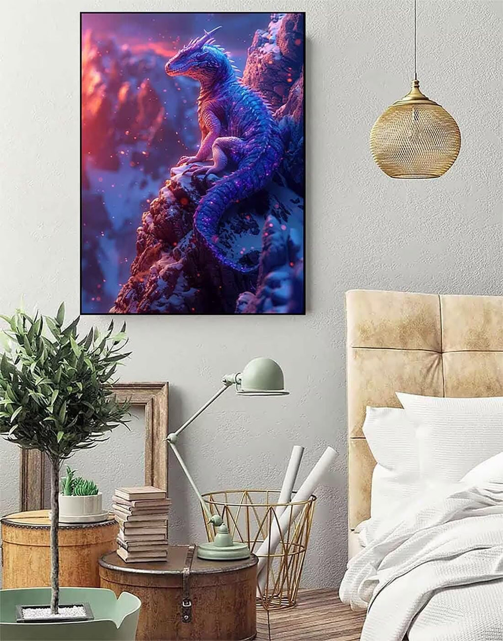 Diamond Art Lizard Diamond Painting Animal Dimond Art Painting for Adults Beginners, 5D Crystal Gem Crafts Mosaic Kits for Adults Hobbies for Women Gifts, Room Decor, 36 x 48 Inch Canvas -zjn25065B