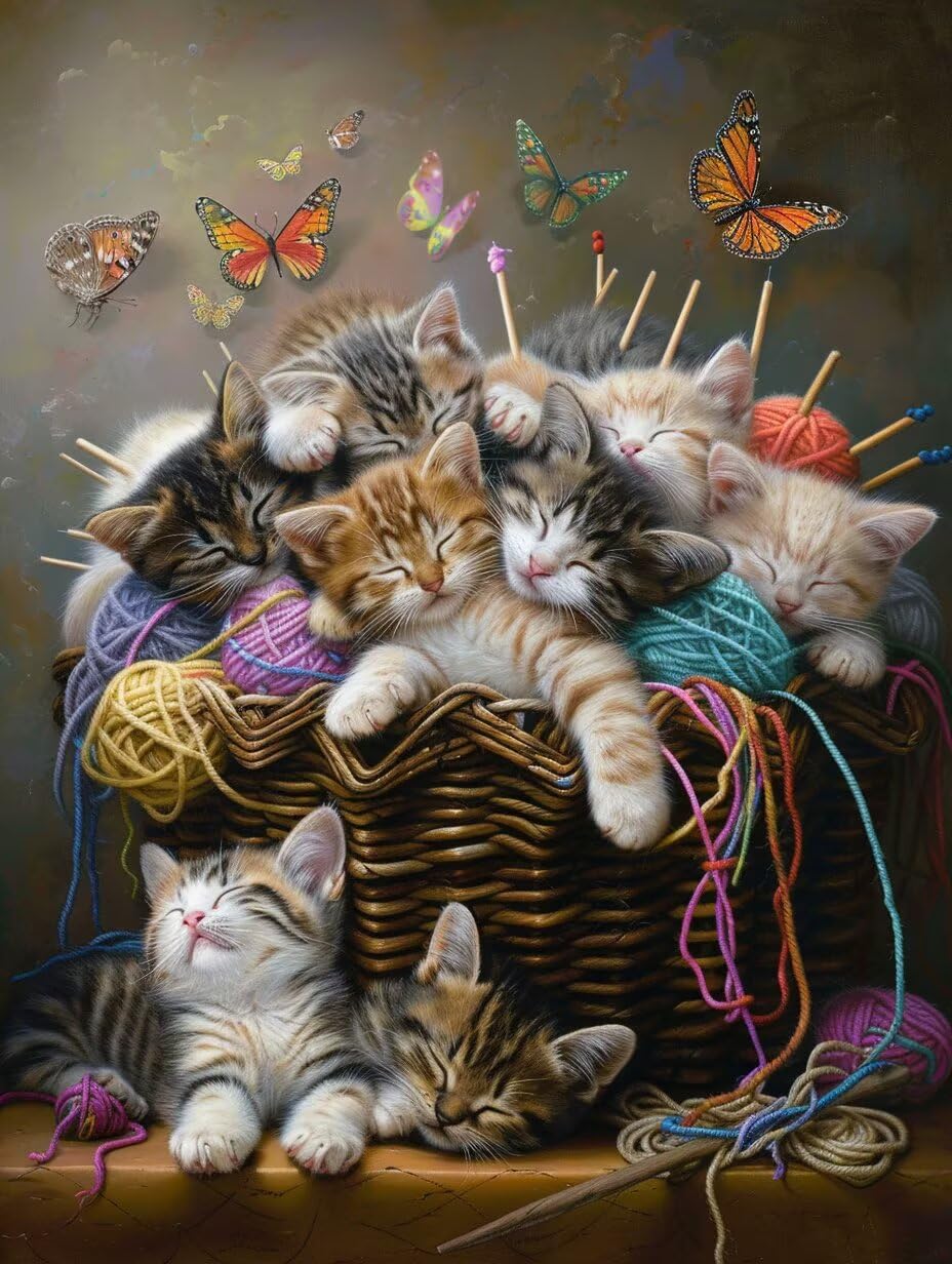 Cat 5D Diamond Art, DIY Diamond Painting Kits Butterfly, 36x48in A-4971