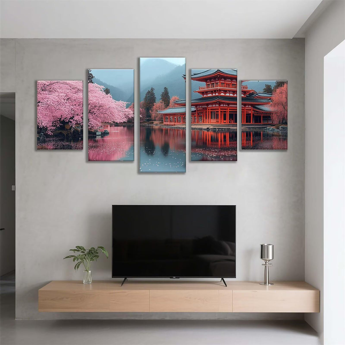 5 Pack Diamond Painting Kits Lake Cherry Blossoms Large Diamond Painting Kits for Adults, Crystal Gems Arts and Crafts, DIY Full Drill Embroidery Paintings, for Home Decor 250x150cm/100x60in q-4090
