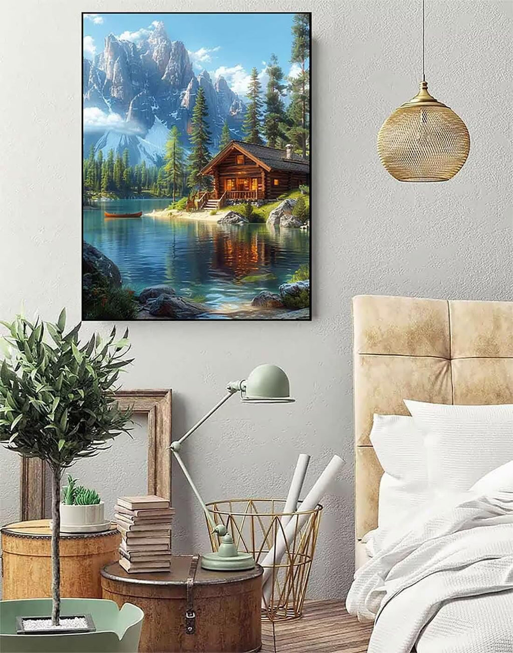 Diamond Art Landscape Diamond Painting Houses Dimond Art Painting for Adults Beginners, 5D Crystal Gem Crafts Mosaic Kits for Adults Hobbies for Women Gifts, Room Decor, 36 X 48 Inch Canvas -zjn2506EO