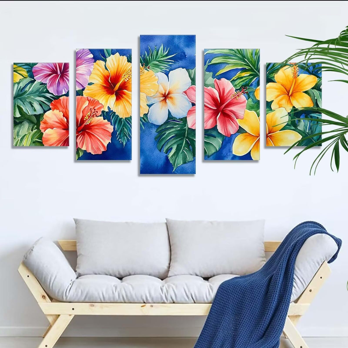 Diamond Painting Color Flower 5 Panel Diamond Art Kits for Adults, 5D DIY Full Drill Rhinestone Embroidery Paintings, Cross Stitch Crystal Art Paint by Numbers Crafts, Home Decor 109x65in q-9261