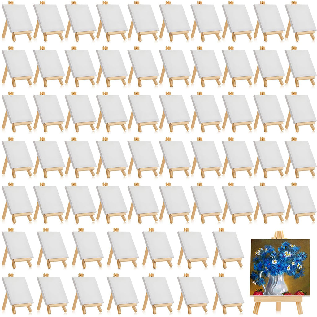 300pcs/150 Pack Mini Canvas with Easel for Painting Wood 6 x 6 Inch
