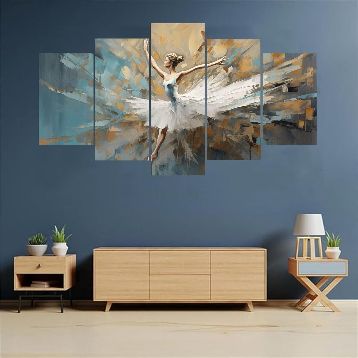 5 Panel Diamond Painting Kits 5D DIY Ballet Diamond Art Kits for Adults, Full Drill Round Diamond Dots Crystal Rhinestone Gems Arts and Crafts for Home Wall Decor Gifts 120x78in E-200
