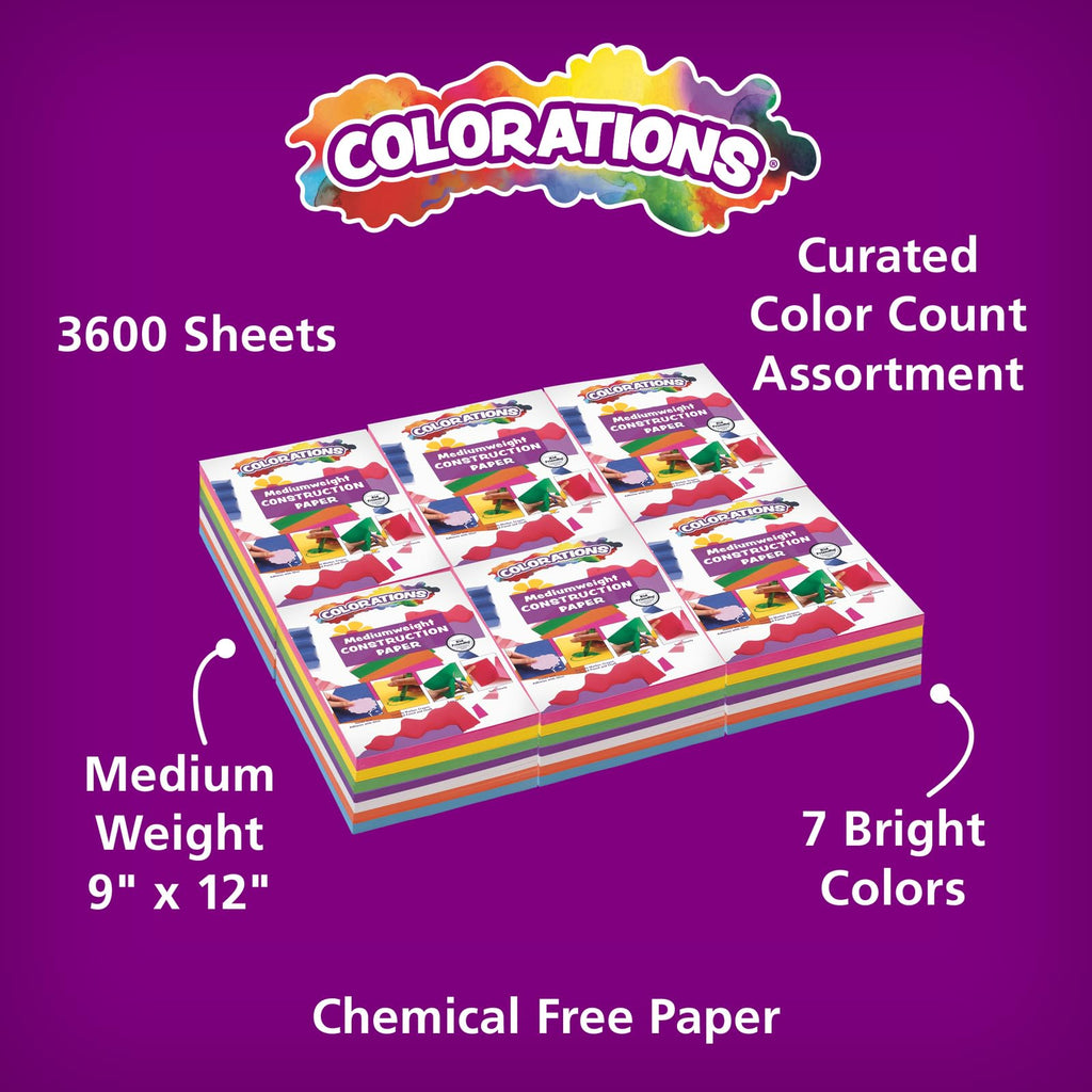 Colorations Bright Construction Paper Smart Pack - (Pack of 6)