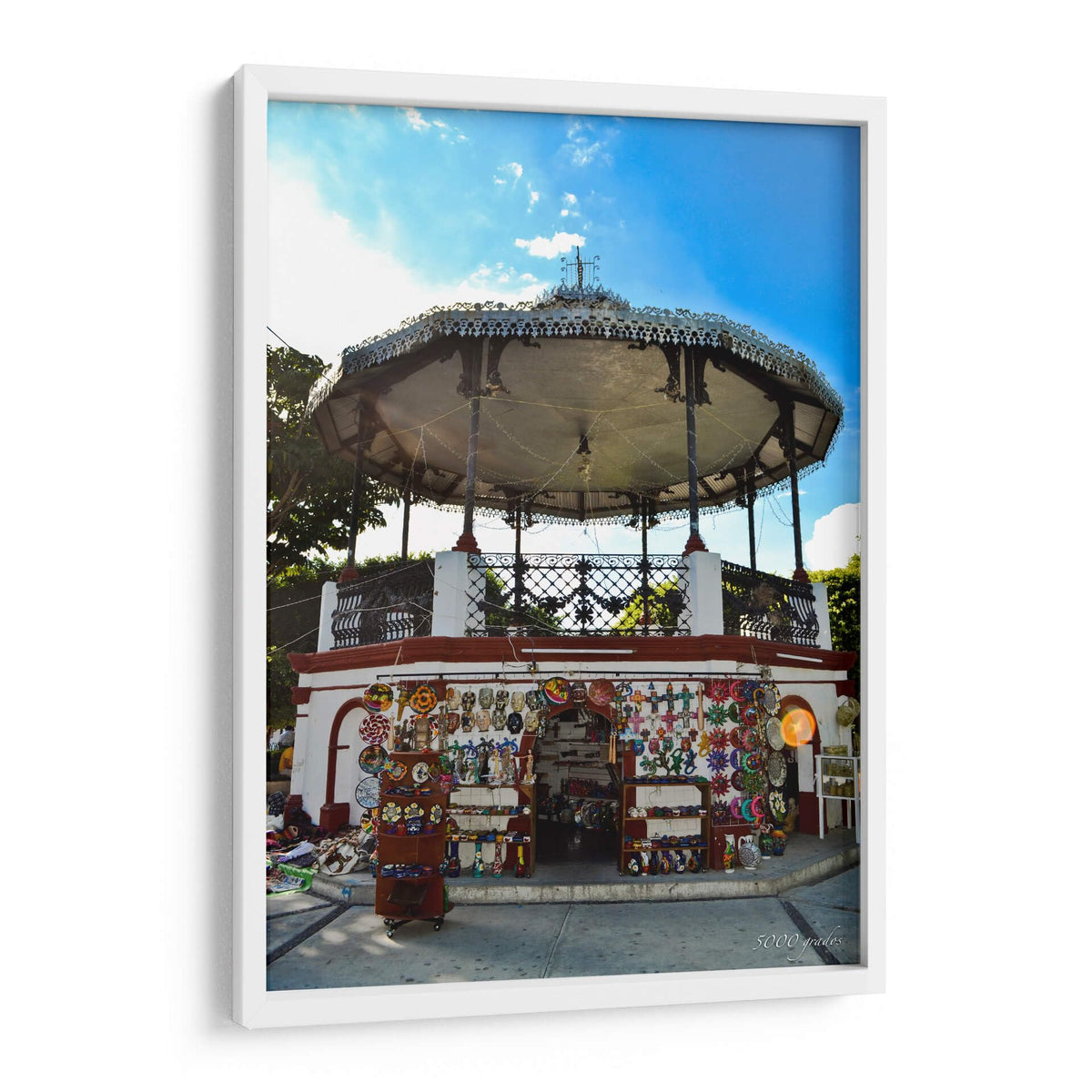 Canvas Lab | Gazebo with Mexican Crafts by 5000 grados | 32 x 48 in | Canvas Print Wall Art | Architecture, Mexico | Wall Decor for Bedroom, Living Room or Office
