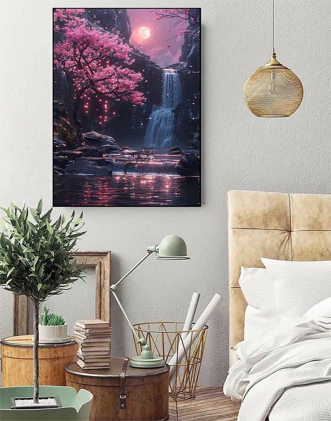 Cherry Blossoms Diamond Art Kits for Adults Beginners, Fall Diamond Painting Large 36x48inch, 5D Gem Art Crafts for Adults Mosaic Kits, Full Drill Square Dimond Crystal Paintings, Home Decor -zjn26V6