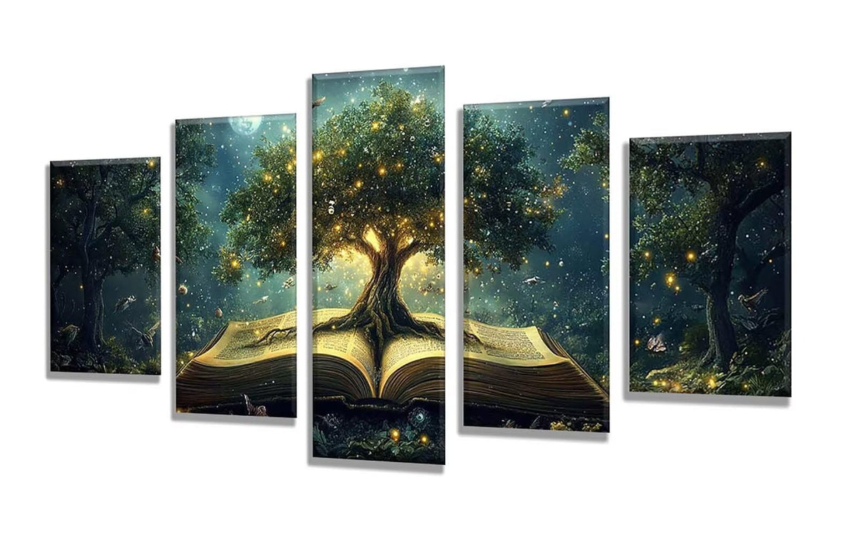 Diamond Painting Forest Tree 5 Panel Diamond Art Kits for Adults, 5D DIY Full Drill Rhinestone Embroidery Paintings, Cross Stitch Crystal Art Paint by Numbers Crafts, Home Decor 109x65in q-10295