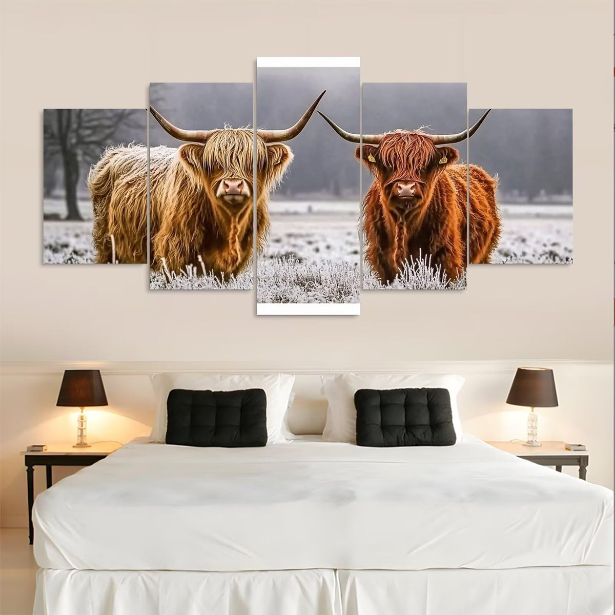 Diamond Painting Kit Animal Diamond Art Kits for Adults Highland Cattle Full Drill Diamond Dots Crystal Gems Arts and Crafts for Home Wall Decor Gifts for Women Teenage Girls 59x118in 5 Panel 0b-760