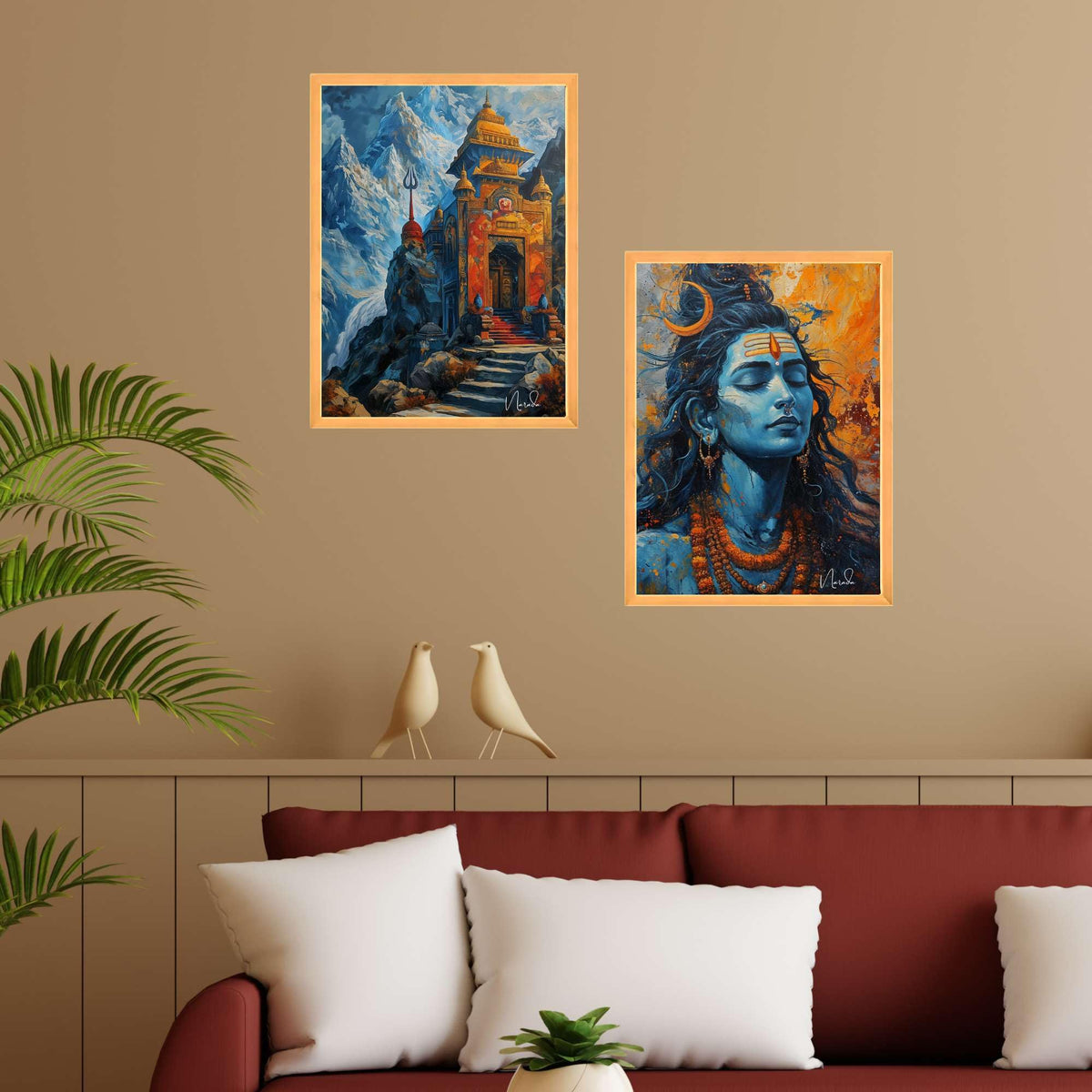 Bhavya Craft Emporium Hub Set of Two Wall Paintings for Wall Dacoration Large Framed Wall Paintings for Living Room & Bedroom Wall Art for Home Decoration & Office Wall Decor (18x12 inch CH-WD2-9)