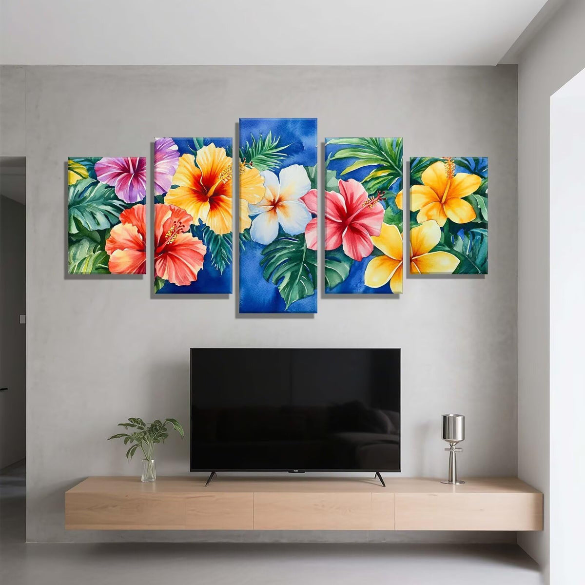 Diamond Painting Color Flower 5 Panel Diamond Art Kits for Adults, 5D DIY Full Drill Rhinestone Embroidery Paintings, Cross Stitch Crystal Art Paint by Numbers Crafts, Home Decor 109x65in q-9261