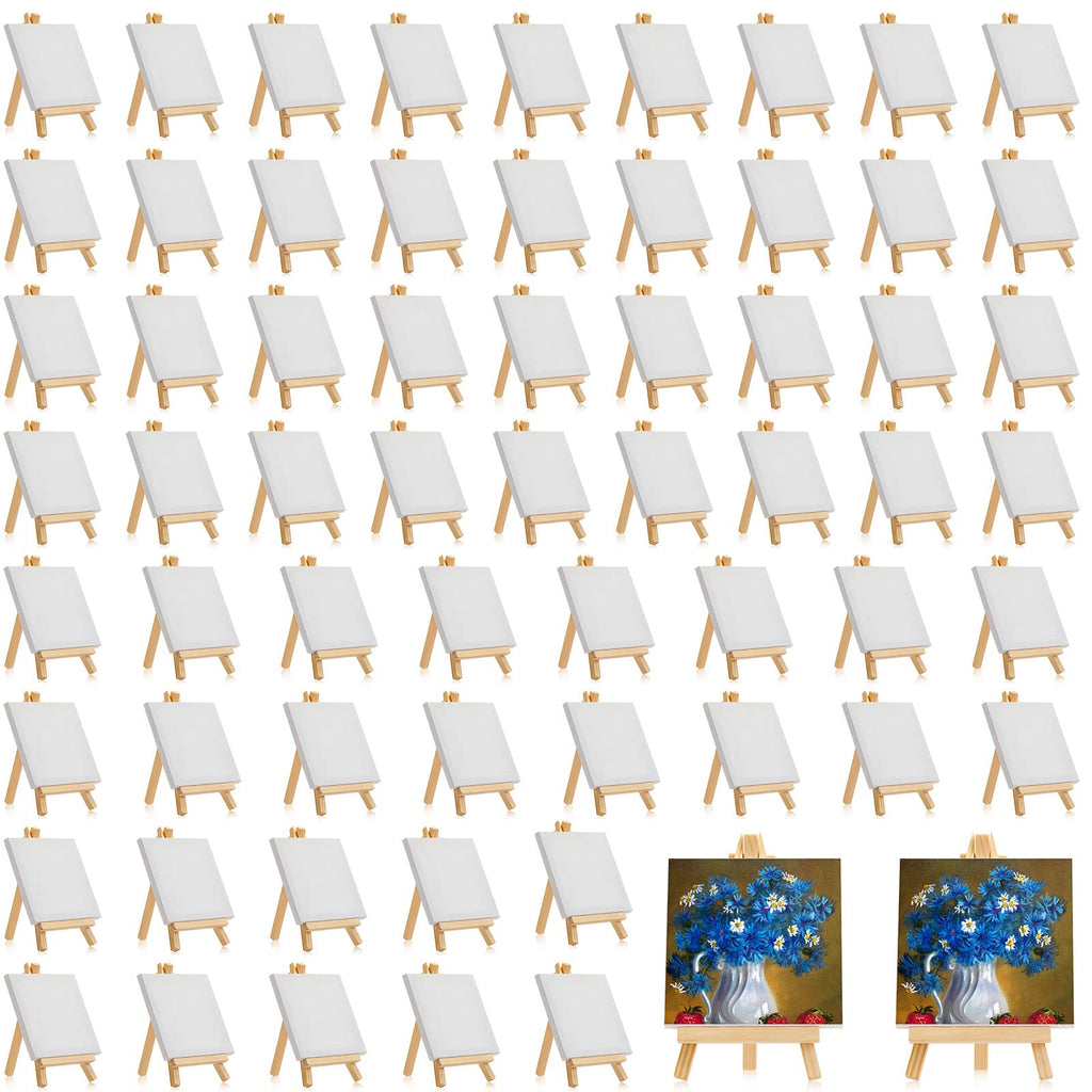 300pcs/150 Pack Mini Canvas with Easel for Painting Wood 6 x 6 Inch