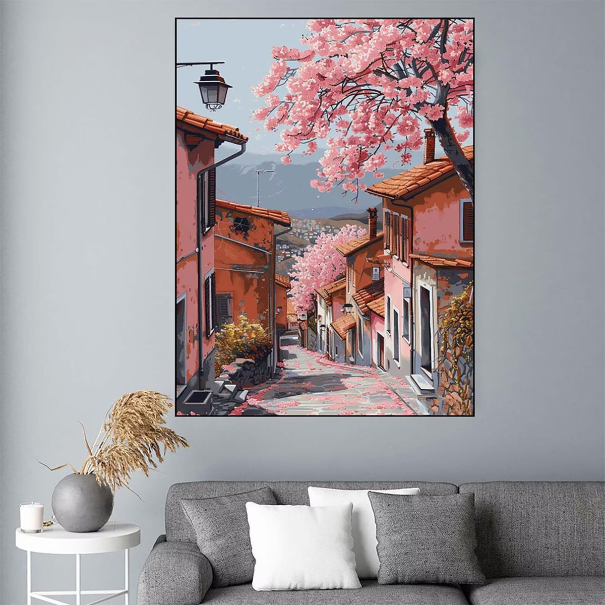Cherry Blossoms Diamond Art Kits for Adults Beginners, City Diamond Painting Large 36x48inch, 5D Gem Art Crafts for Adults Mosaic Kits, Full Drill Square Dimond Crystal Paintings, Home Decor -zjn2638