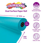 Colorations Arts and Crafts Paper Roll, 36" x 1000', Aqua, Dual Surface, Markers, Wall Art, Bulletin Board Paper, Kids Crafts