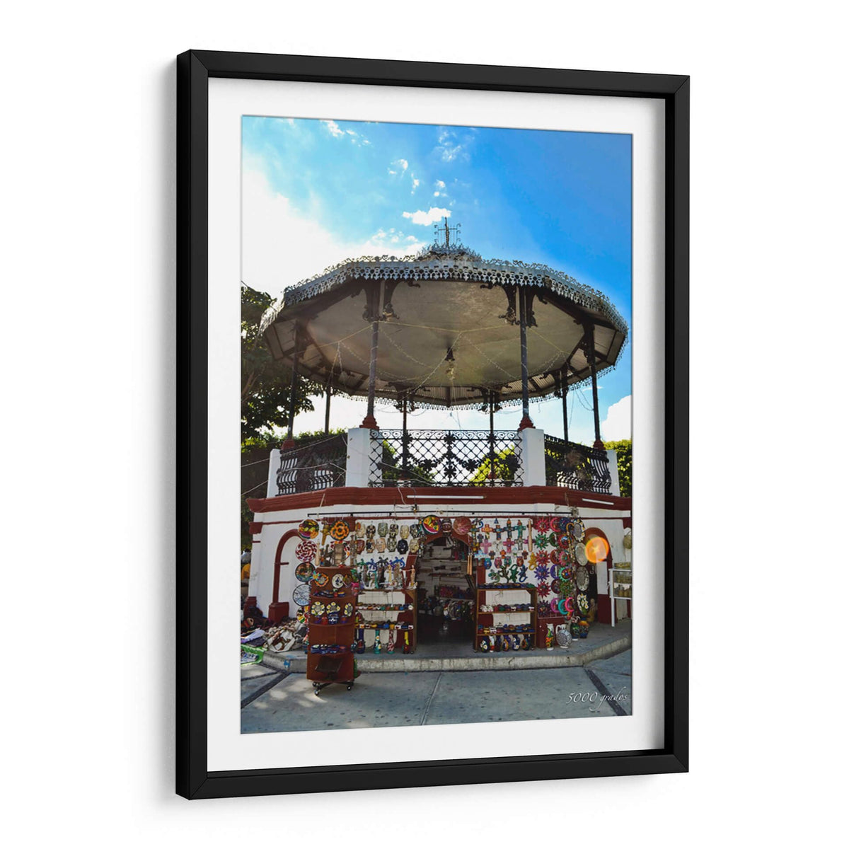 Canvas Lab | Gazebo with Mexican Crafts by 5000 grados | 32 x 48 in | Canvas Print Wall Art | Architecture, Mexico | Wall Decor for Bedroom, Living Room or Office