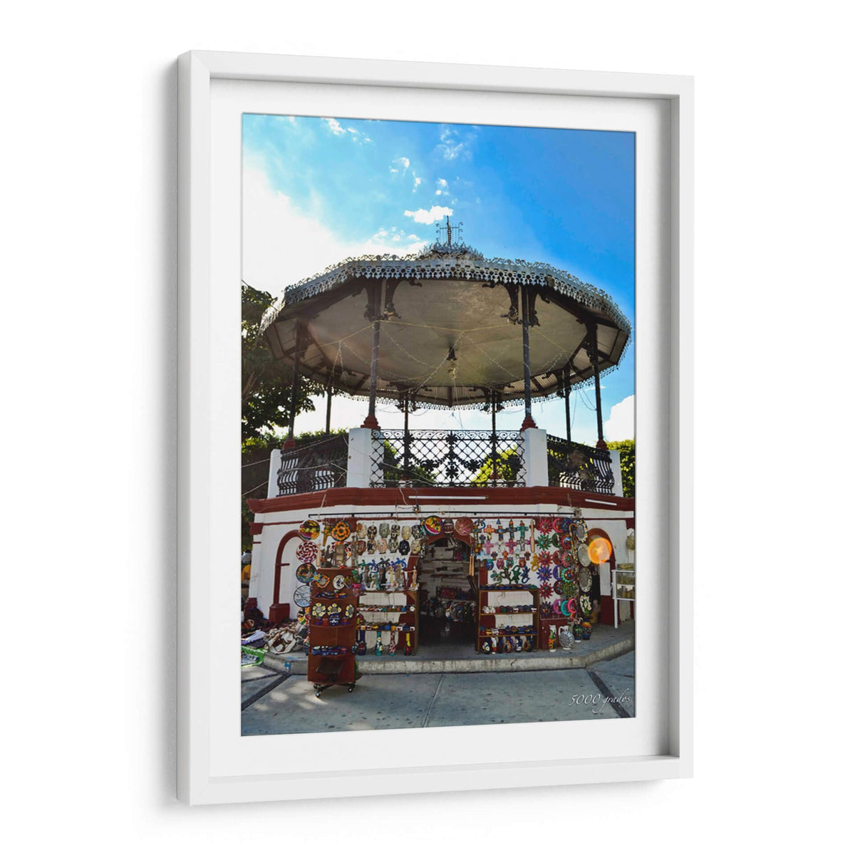 Canvas Lab | Gazebo with Mexican Crafts by 5000 grados | 32 x 48 in | Canvas Print Wall Art | Architecture, Mexico | Wall Decor for Bedroom, Living Room or Office