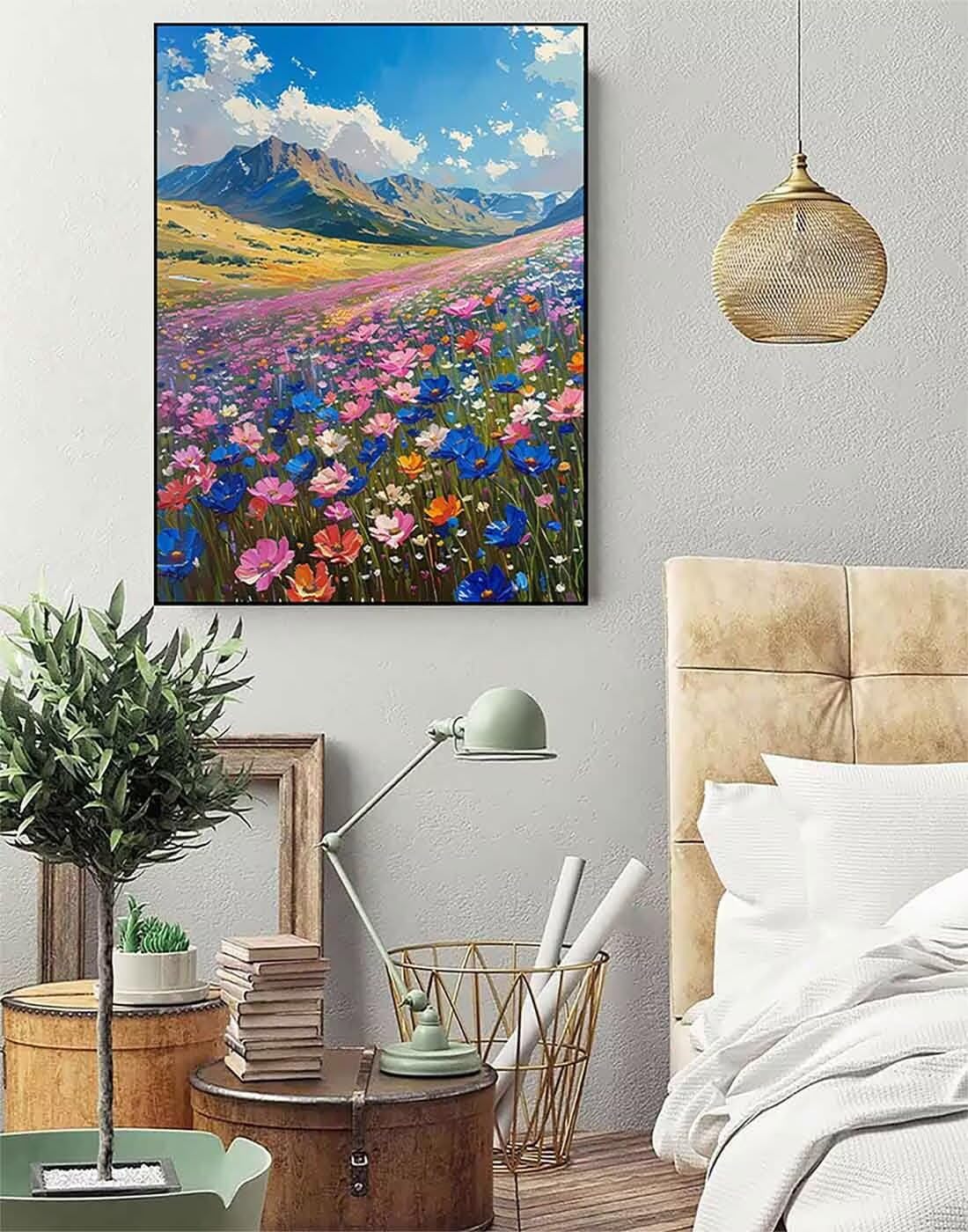 Diamond Art Grassland Diamond Painting Nature Dimond Art Painting for Adults Beginners, 5D Crystal Gem Crafts Mosaic Kits for Adults Hobbies for Women Gifts, Room Decor, 36 x 48 Inch Canvas -zjn250696