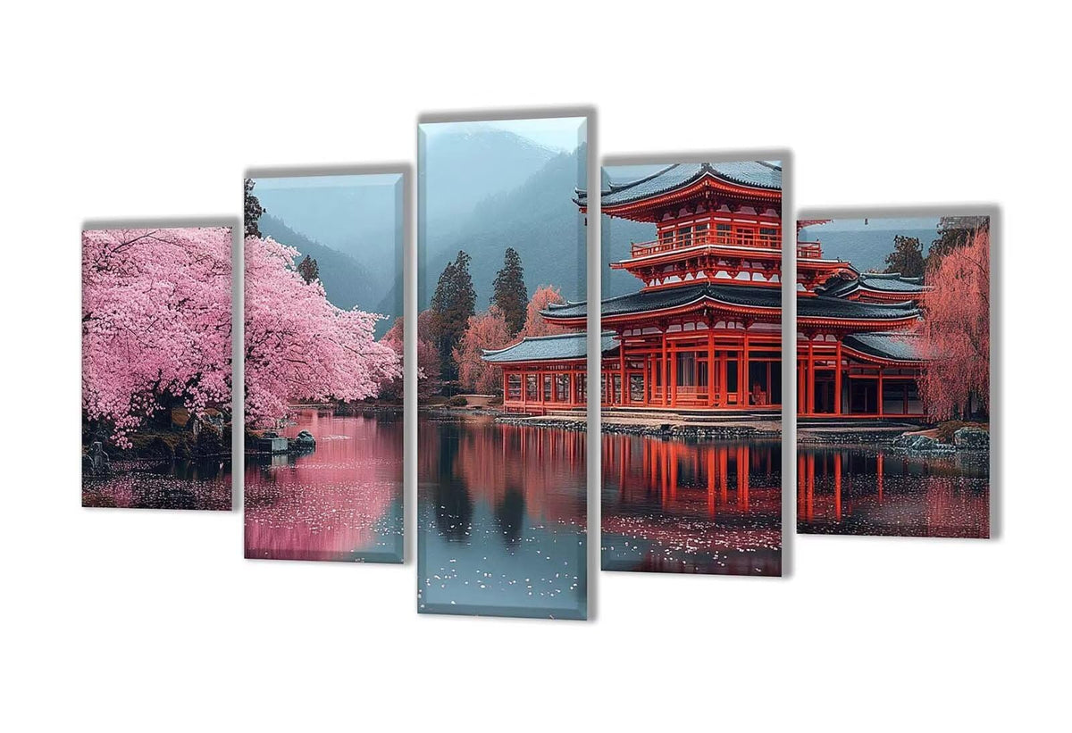 5 Pack Diamond Painting Kits Lake Cherry Blossoms Large Diamond Painting Kits for Adults, Crystal Gems Arts and Crafts, DIY Full Drill Embroidery Paintings, for Home Decor 250x150cm/100x60in q-4090