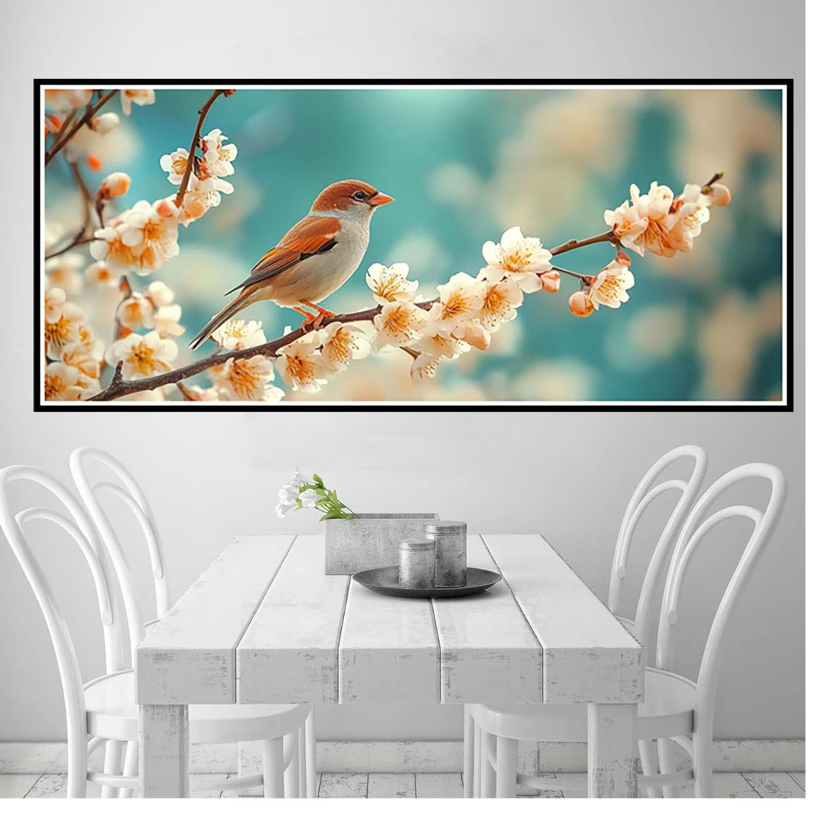 Bird Diamond Painting Kit, Cherry Blossoms Diamond Art Kits for Adults Beginner 5D DIY Full Drill Round Rhinestone Gem Art Crafts for Adults with Complete Tools for Home Decor 36x72 in -yym2603B8