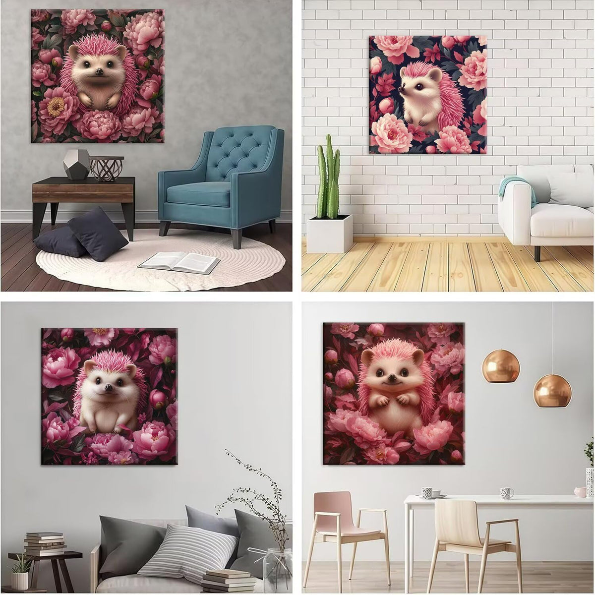 5D Diamond Painting Hedgehog Flower Diamond Art Kits 32 x 32 in S-100