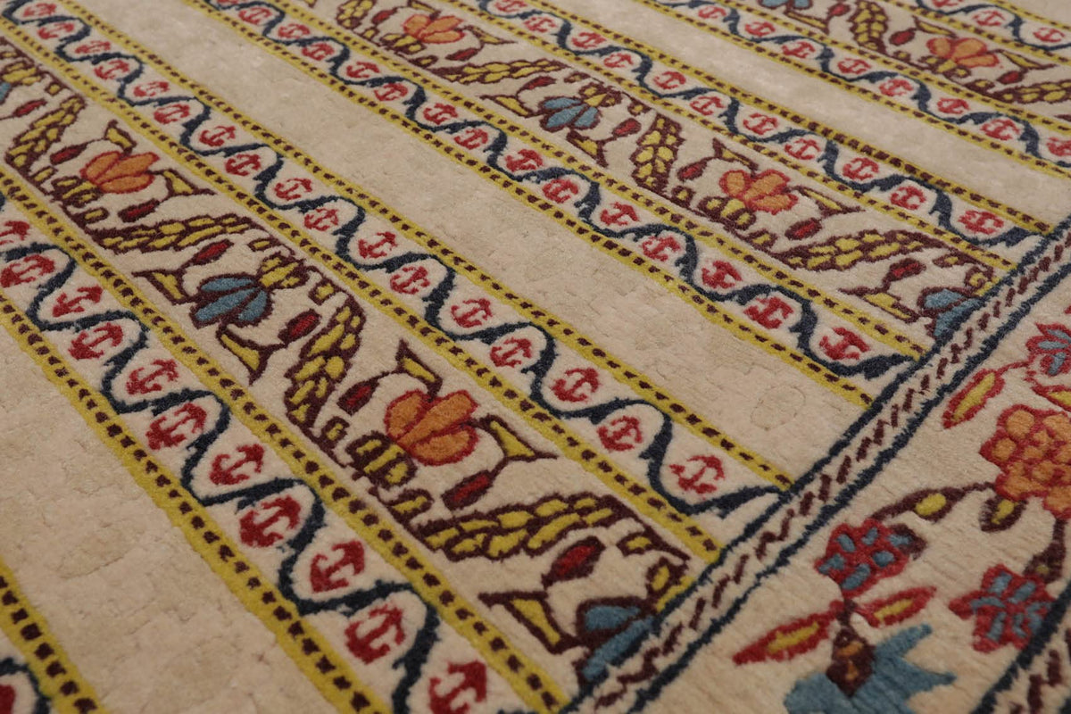 4'x5'9'' Hand Knotted Wool Arts & Craft Oriental Area Rug Beige, Blue