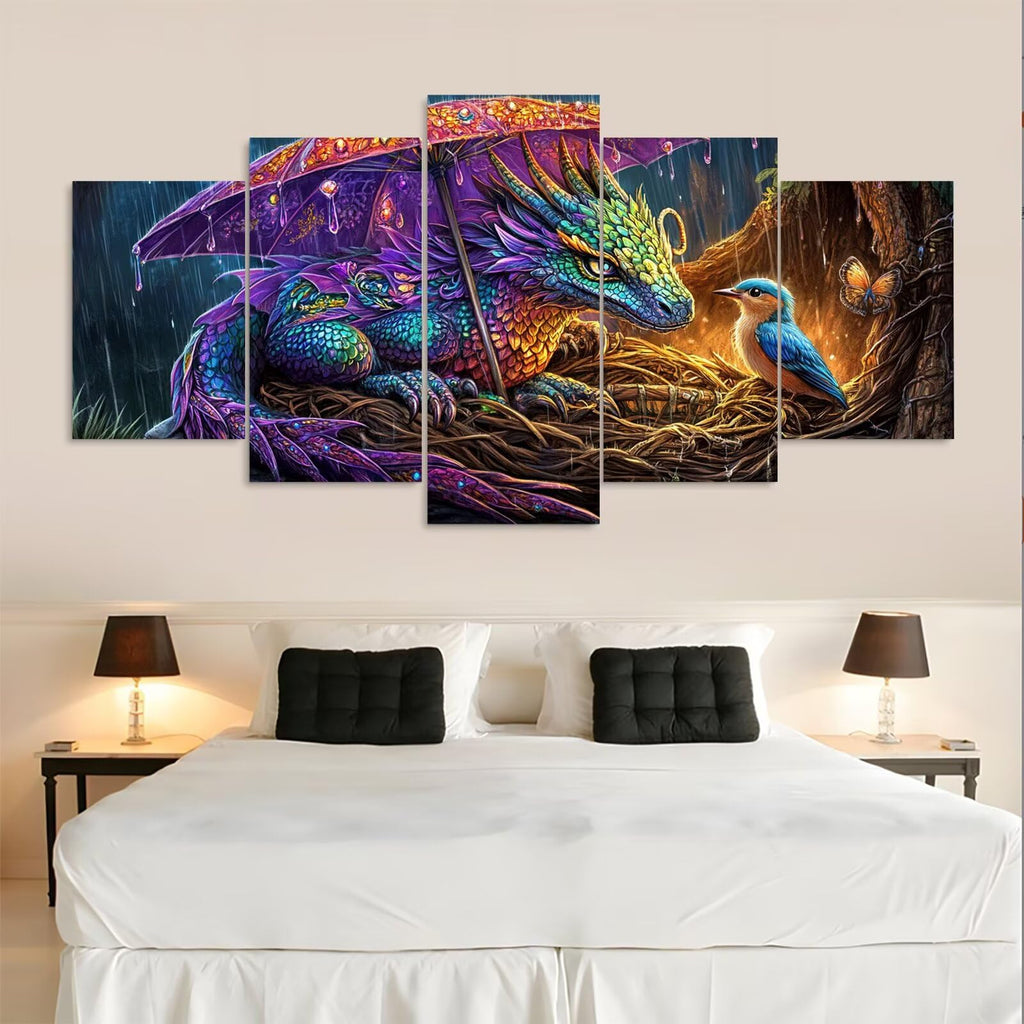 Diamond Painting Kit Bird Diamond Art Kits for Adults Dragon Full Drill Diamond Dots Crystal Rhinestone Gems Arts and Crafts for Home Wall Decor Gifts for Women Teenage Girls 59x118in 5 Panel 0b-788