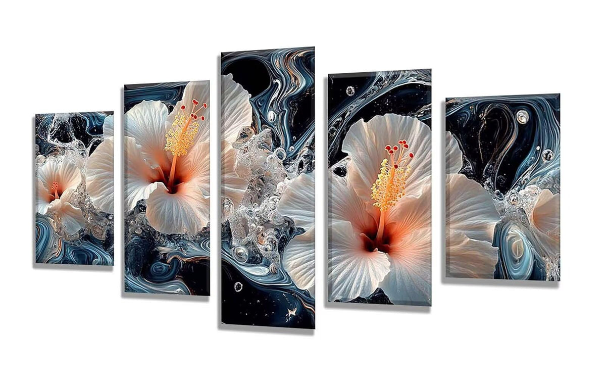 Diamond Painting Dream Flower 5 Panel Diamond Art Kits for Adults, 5D DIY Full Drill Rhinestone Embroidery Paintings, Cross Stitch Crystal Art Paint by Numbers Crafts, Home Decor 109x65in q-10207