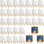 300pcs/150 Pack Mini Canvas with Easel for Painting Wood 6 x 6 Inch