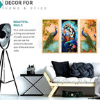 Bhavya Craft Emporium Hub Set of Three Wall Paintings for Wall Decoration Big size Framed Wall Paintings for Living Room & Bedroom Wall Art for Home Decoration & Office Wall Decor (19x10 inch CH-LWD3-2)