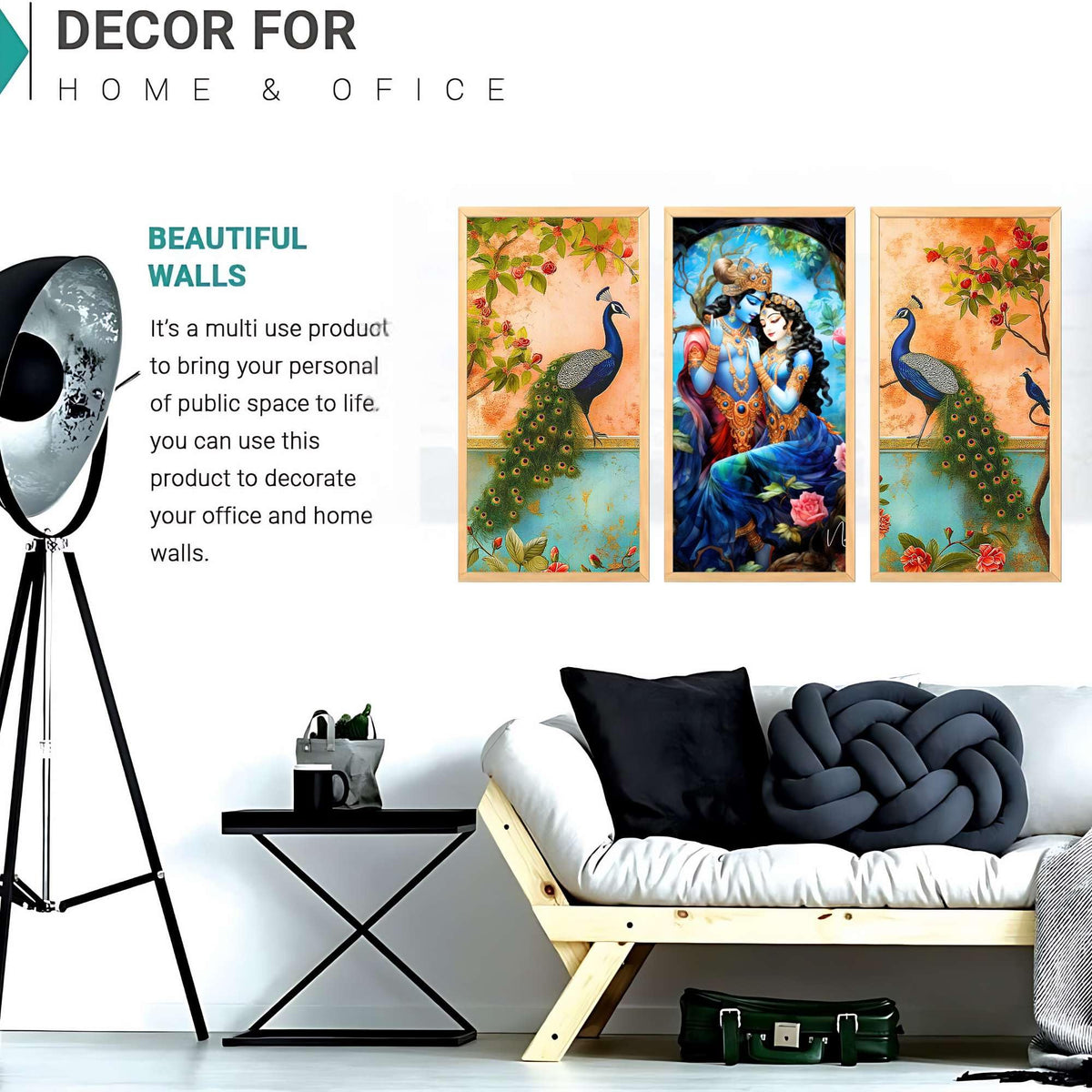 Bhavya Craft Emporium Hub Set of Three Wall Paintings for Wall Decoration Big size Framed Wall Paintings for Living Room & Bedroom Wall Art for Home Decoration & Office Wall Decor (19x10 inch CH-LWD3-2)