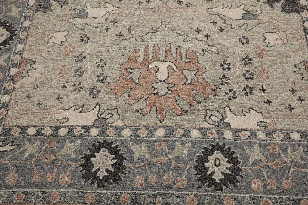 5x8 Rectangular Hand Hooked Handmade Sage Transitional Arts & Crafts Wool Oriental Area Rug Perfect for Living Room, Kitchen, Bedroom, Home Office, Dining Room