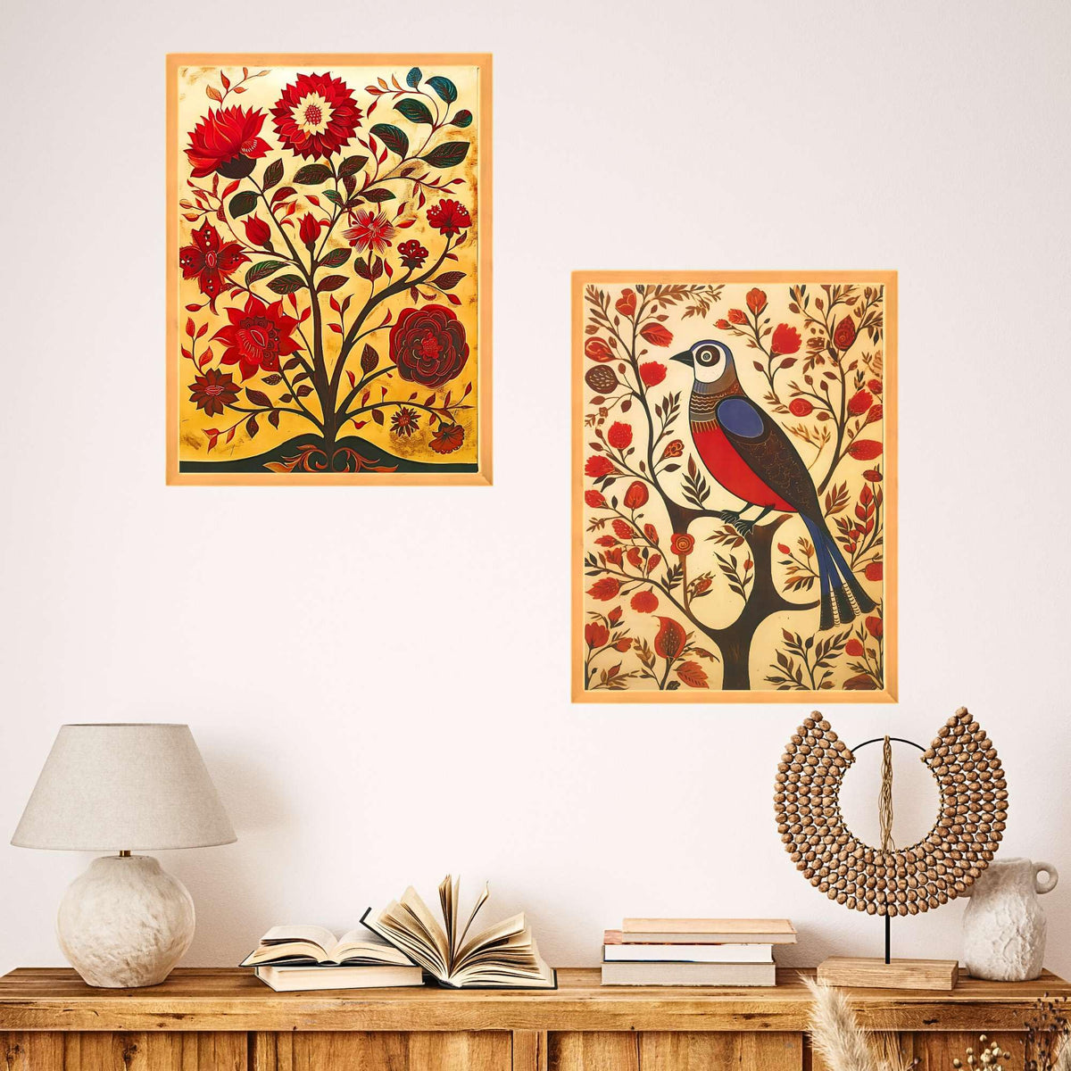 Bhavya Craft Emporium Hub Set of Two Wall Paintings for Wall Dacoration Large Framed Wall Paintings for Living Room & Bedroom Wall Art for Home Decoration & Office Wall Decor (18x12 inch CH-WD2-17)
